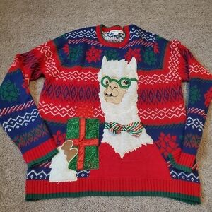 Celebrate Together Festive Llama Christmas Sweater- Size Large